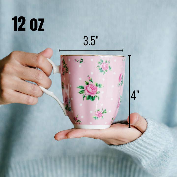 Brew To A Tea - Wholesale Coffee Mug - BTaT Floral Porcelain Bone China Coffee Mugs, Set of 83