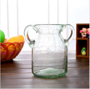 Noah Decoration - Wholesale Vase - Farmhouse Double Ear Blue Tint Glass Vase Large medium small2