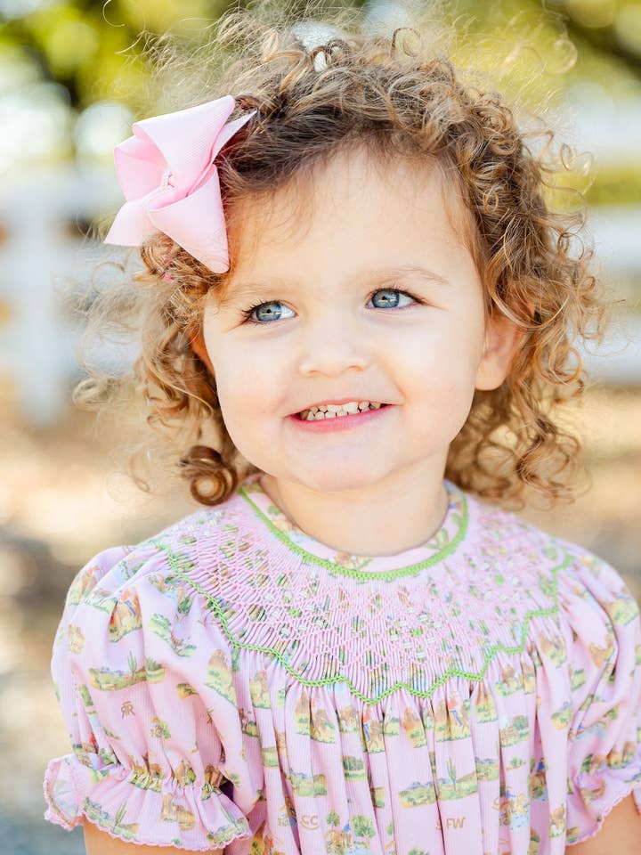 Smocked Cowgirl Toile Helen Dress for wholesale by Ruth and Ralph