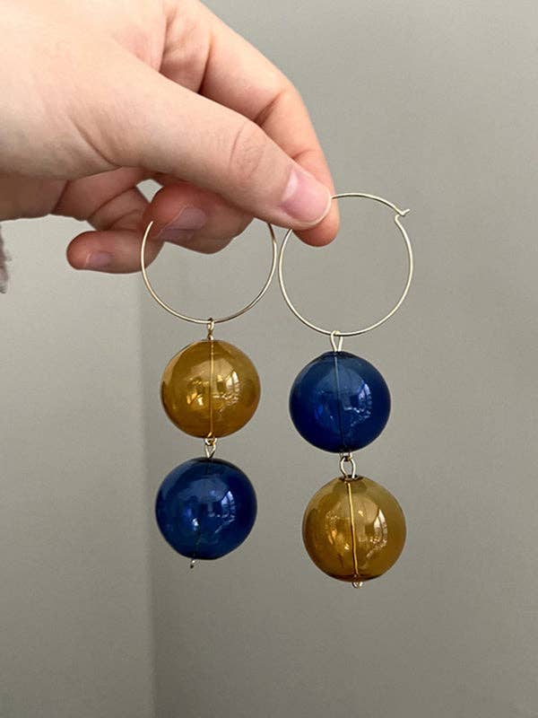 GUL BLÅ Snygga kontrastfärg Geometriska örhängen Tillbehör för wholesale på Faire2