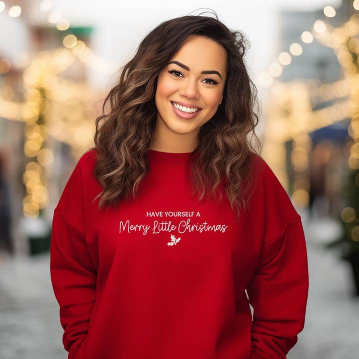 Embroidered Merry Little Christmas Sweatshirt for wholesale by Olive And Ivory Wholesale