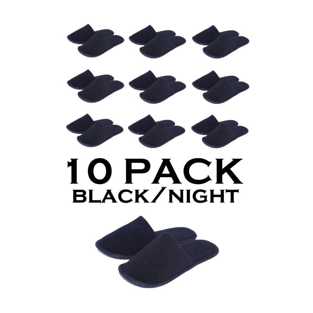 Supplyity - Vente Chaussons – unisexe - Chochili Lot de 10 paires de pantoufles jetables en coton noir1