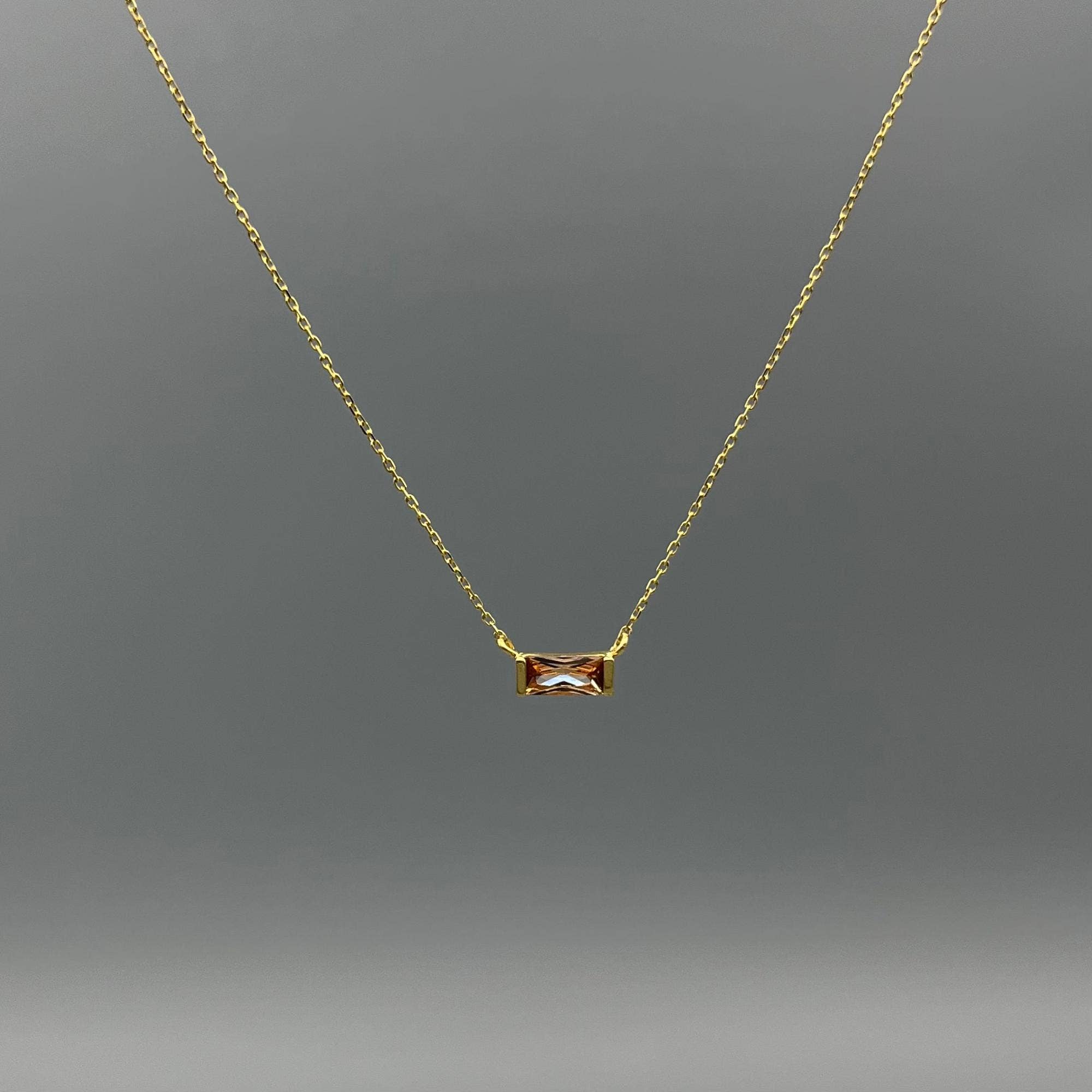 Something Silver - Wholesale Pendant/Charm Necklace - Gold Baguette Birthstone Necklace10