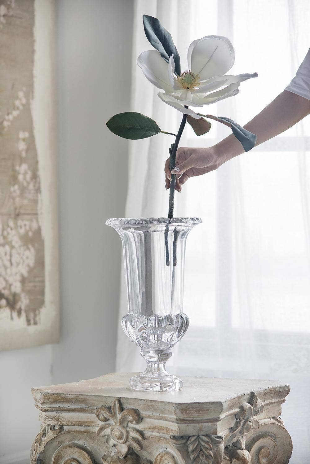 A&B Home Group Inc. - Vendita all'ingrosso Vasi - Vaso per fiori in vetro tradizionale D8,5x15" - Trasparente2