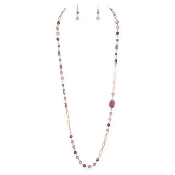 Ensemble de colliers longs en perles de pierres véritables mélangées pour la vente par LA Jewelry Plaza