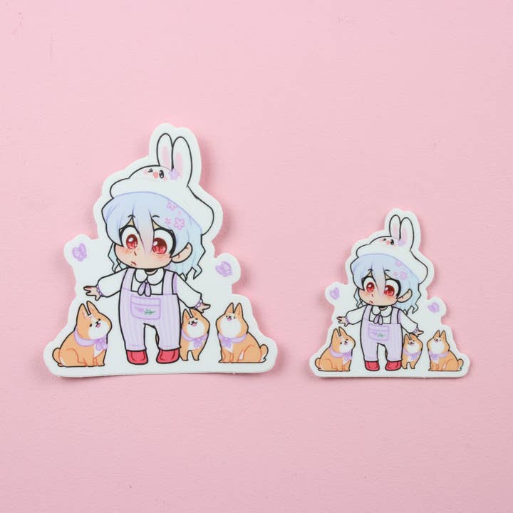 Coelhinho Lavanda Shiggy com Adesivo Corgis por atacado de Agi Jagi Shop