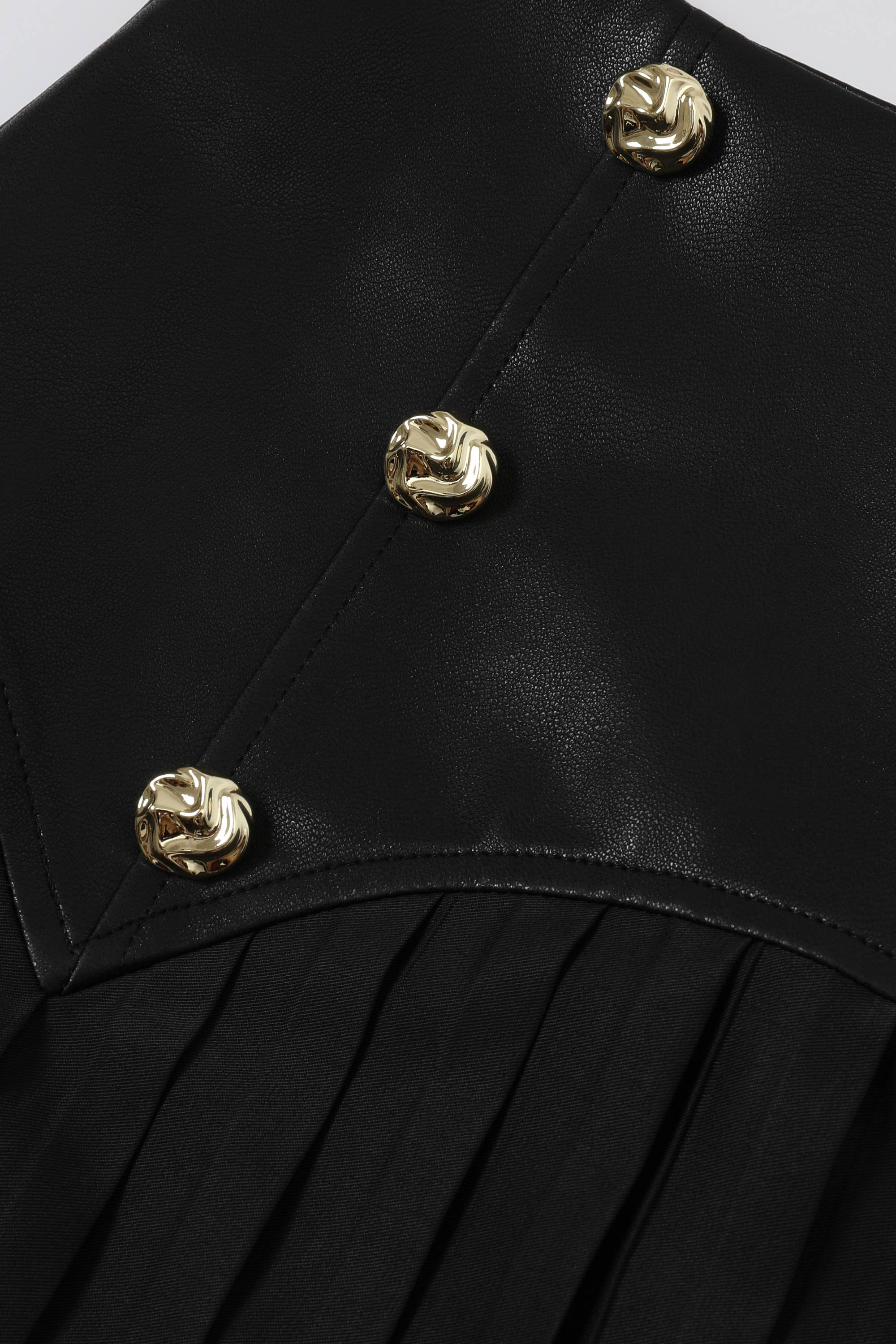 RIVIR - Wholesale Skirt - Women's - Faux Leather Pleated Midi Skirt7