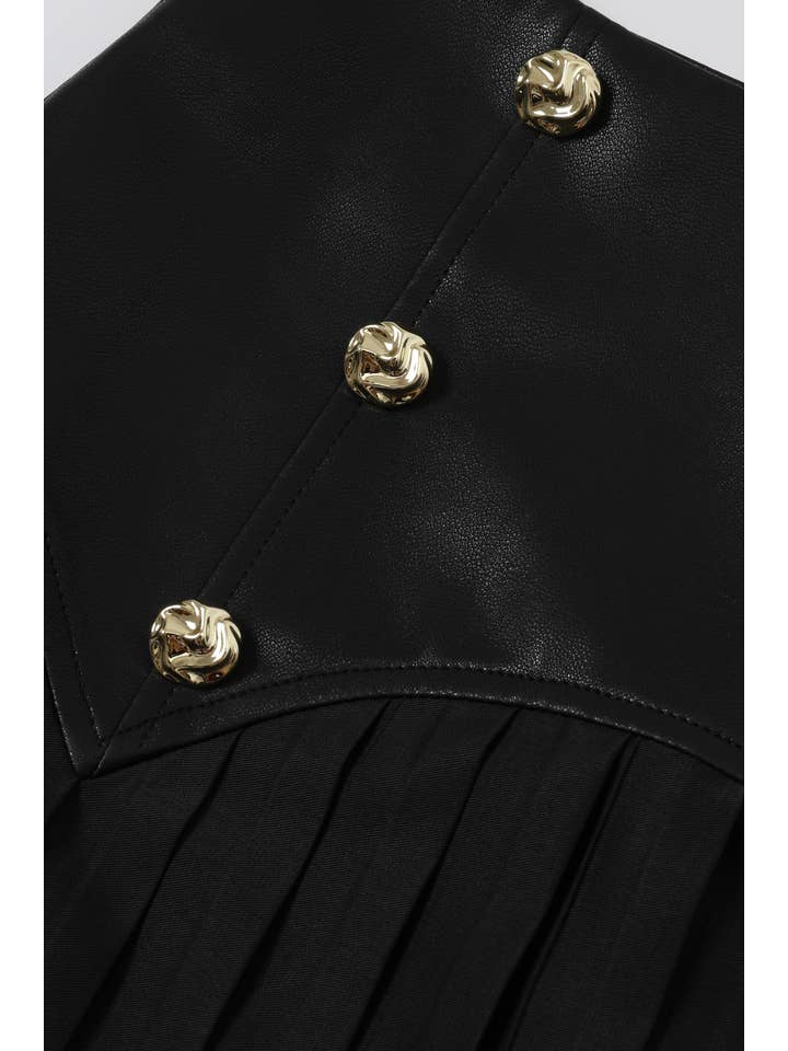 RIVIR - Wholesale Skirt - Women's - Faux Leather Pleated Midi Skirt7