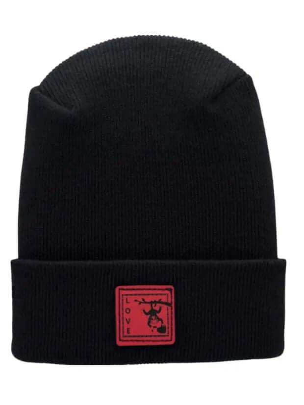 Haakwear Exclusive Love-Inspired H-Stitch Beanie – Limited Edition Black Hat with Love Monkey for wholesale by HAAKWEAR Beanies
