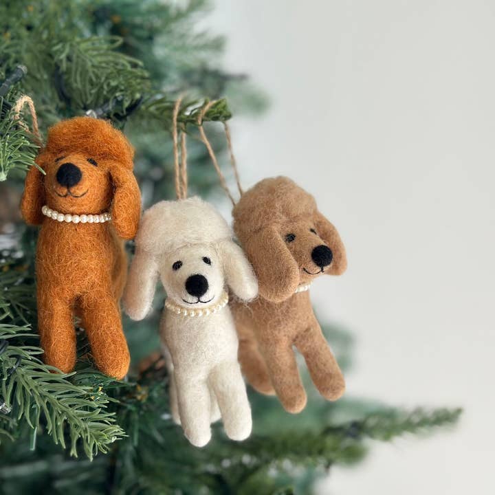 Ganapati - Wholesale Ornament - Felt Poodle Ornament - Assorted Colors3