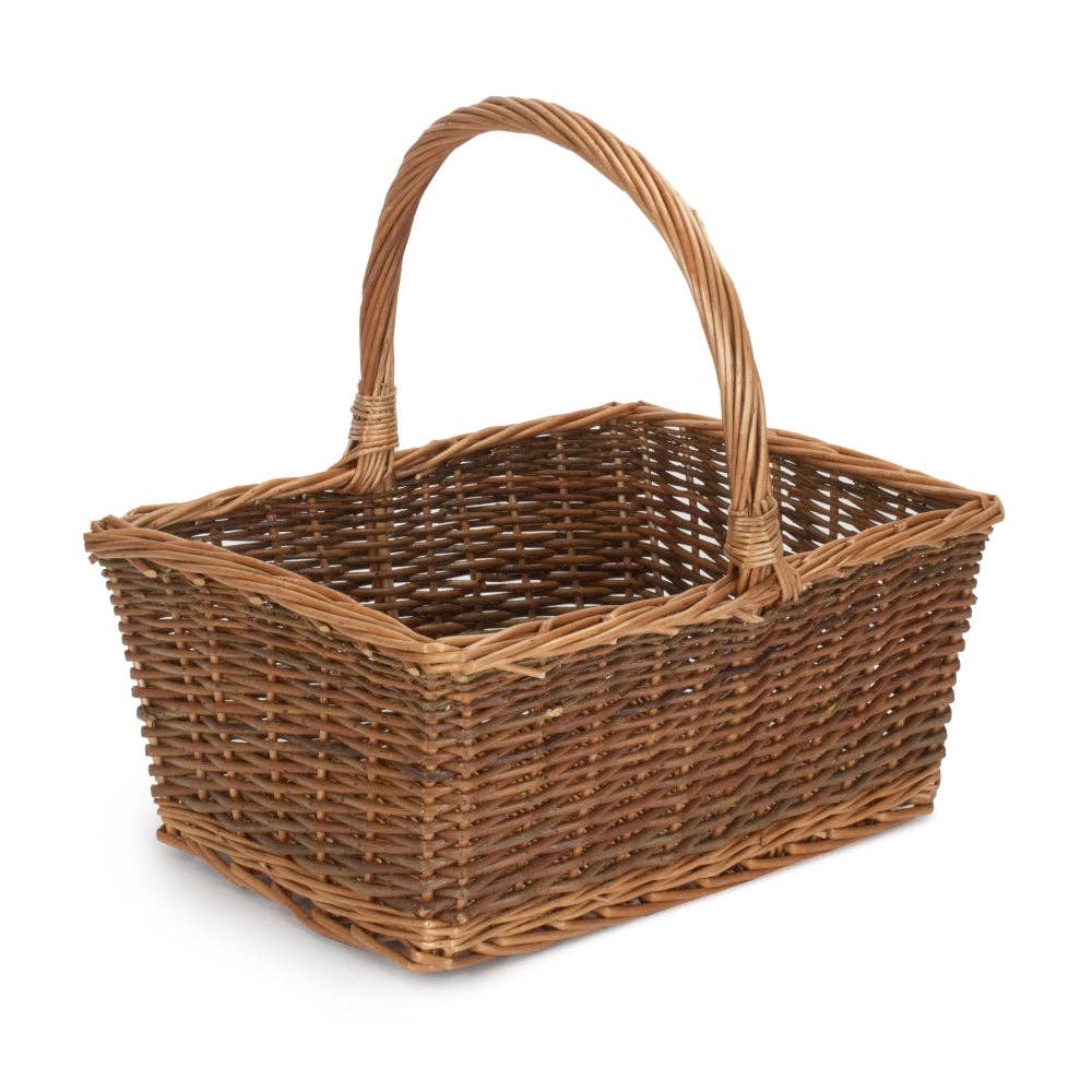Red Hamper – wholesale Basket – Rectangular Unpeeled Willow Shopping Basket1
