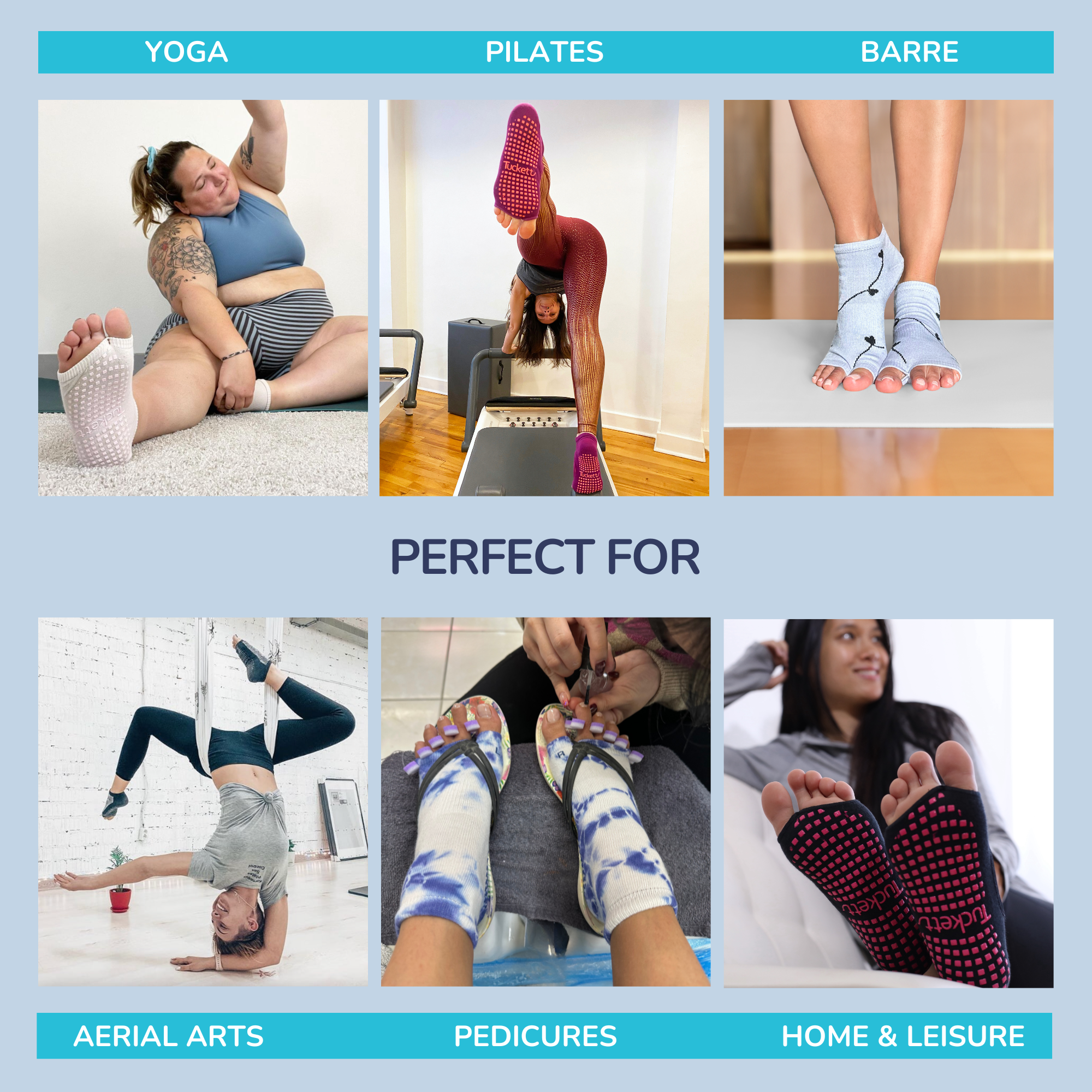Tucketts - Wholesale Socks - Women's - Tucketts Anklet Sunkissed Pilates Socks - Non-Slip Grip, Open Toe, Barre & Yoga - Women's6