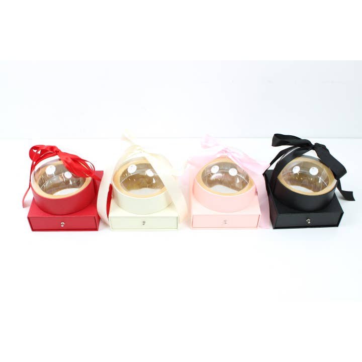Elegant Design Supply – wholesale Presentbox – Round Globe Clear Top Flower Presentförpackning med band och låda