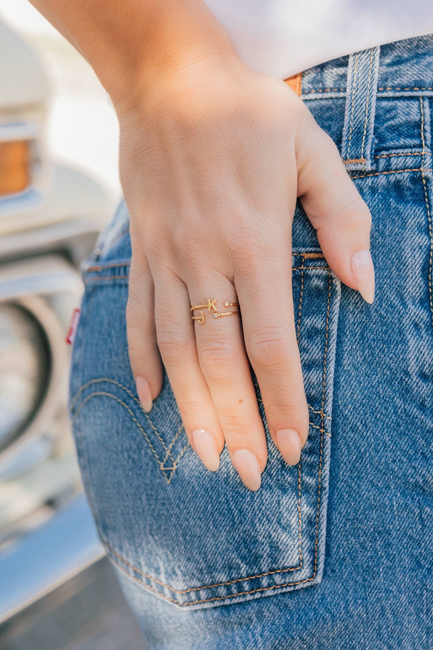 Katie Dean - Wholesale Band/Stacked Ring - 18K Gold Plated, Size 7 Initial Ring11