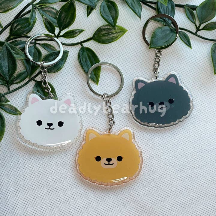 Pomeranian Dog Double-Sided Epoxy Acrylic Keychain for wholesale by deadlybearhug