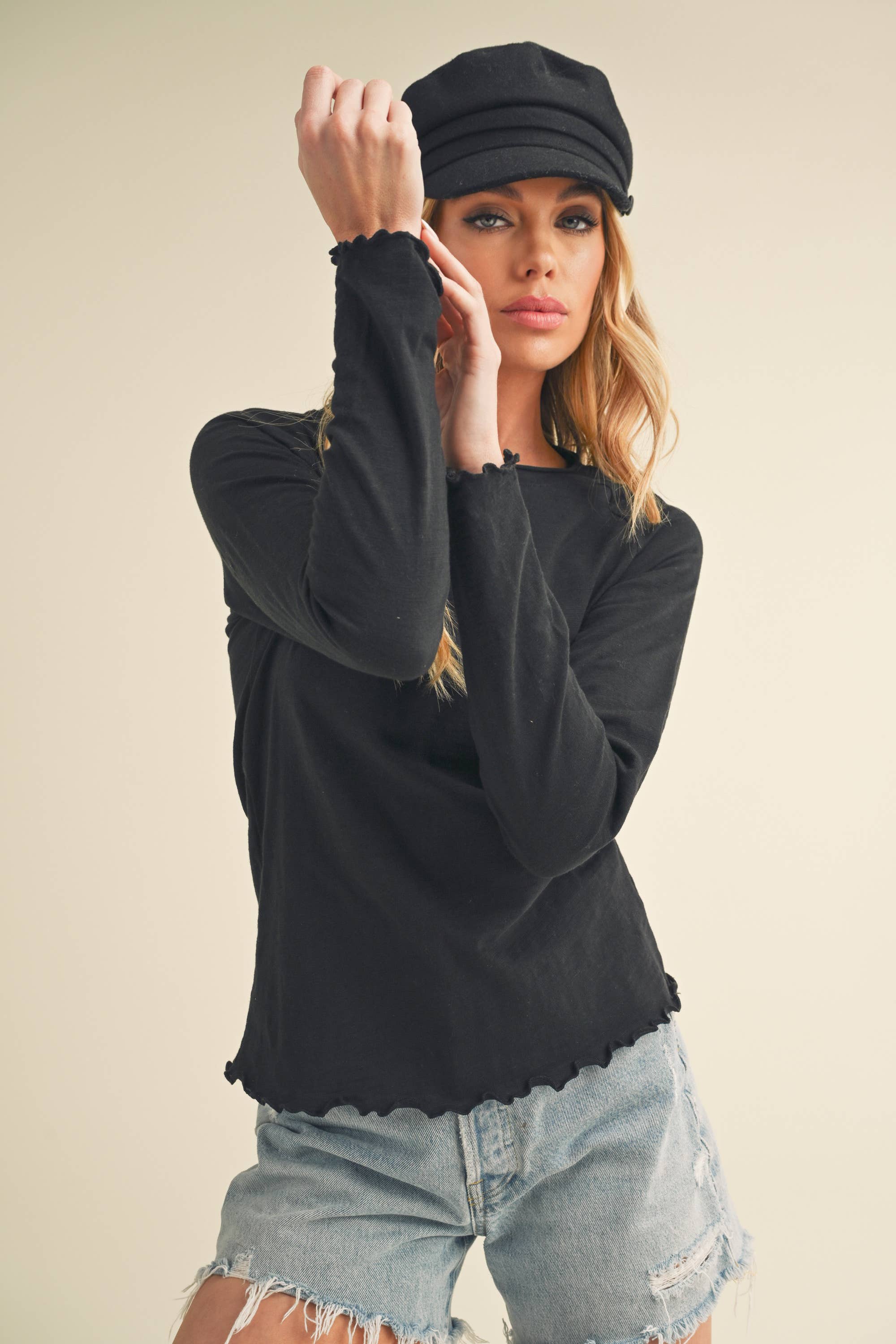 AEMI + CO - Wholesale Knit Top - Women's - 8288DN Gwen Baby Long Sleeve Top 54