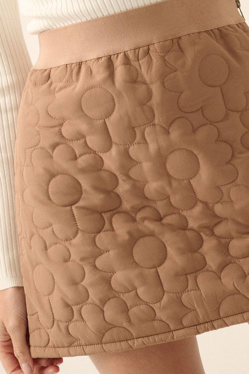 Promesa USA – wholesale Kjol - Dam – Solid blommönster Sidodragkedja Quilt Mini kjol6