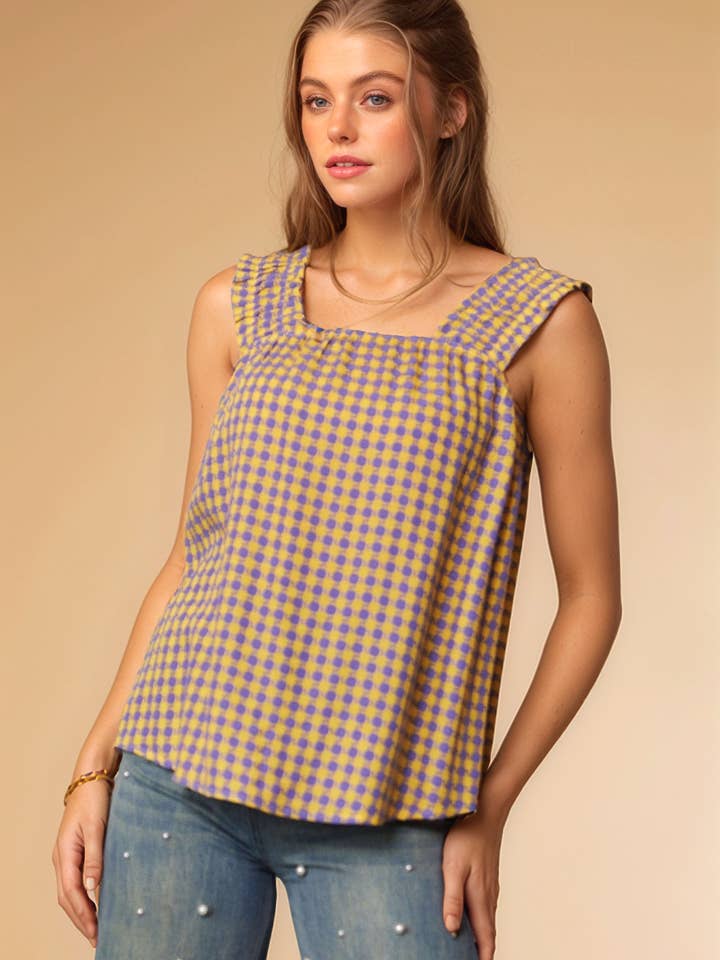 TOP DE VERANO CON TIRANTES FRUNCIDOS Y CUELLO CUADRADO DE TELA DE ENCAJE para venta al por mayor de Davi & Dani