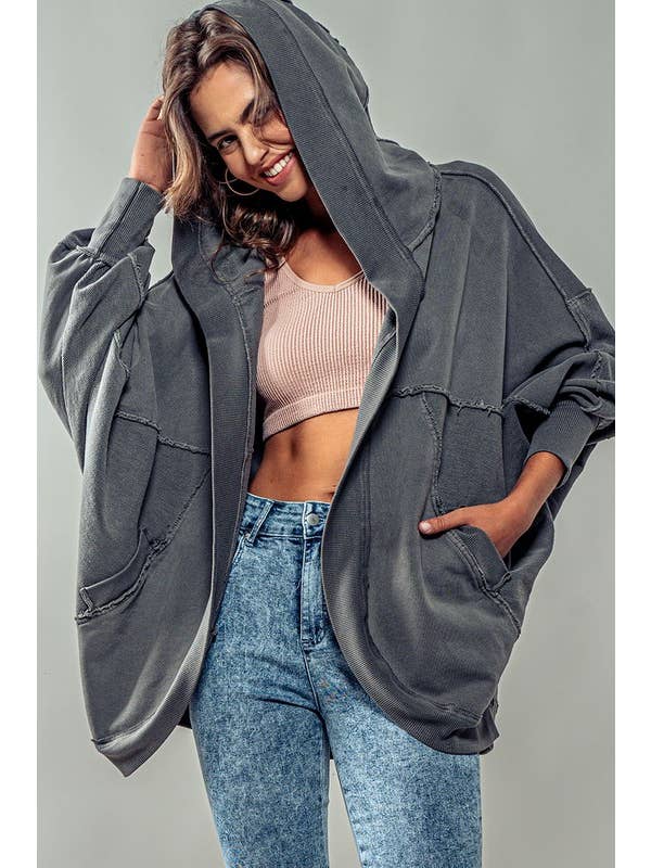 Urban Daizy - Wholesale Hoodie - Women's - ORGANIC EXPOSED SEAM HOODED SWEATER