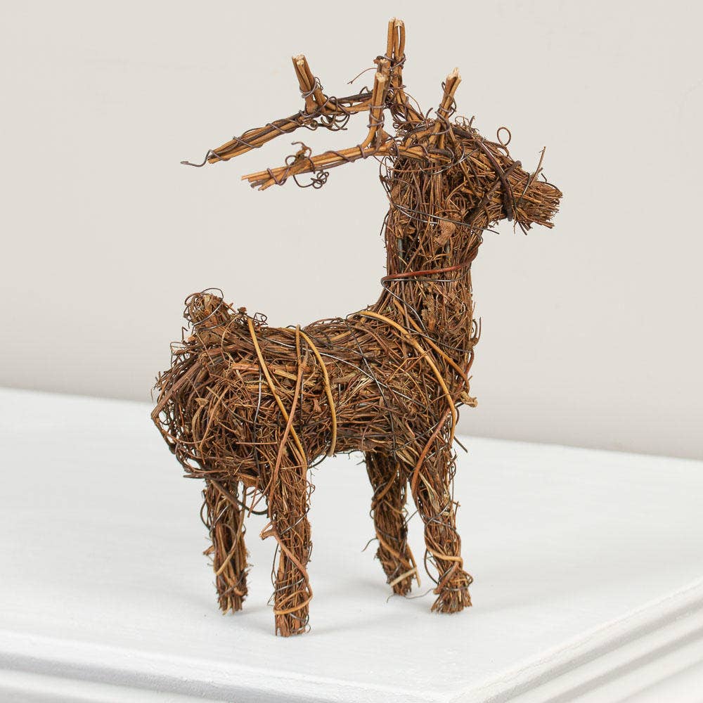 Factory Direct Craft – Decoração de Natal por atacado – Figura de Rena de Vime Natural de 8"2