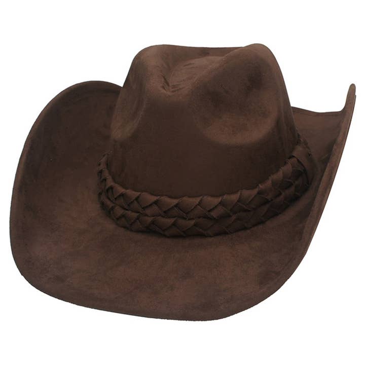 JOIA ACCESSORIES - Wholesale Cowboy Hat - Women's - DOUBLE STACK BRAID BANDED PINCH FRONT COWBOY HAT, IHT 725703