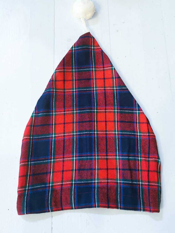 Lee Valley Ireland - Vente Haut de pyjama – unisexe - Bonnet de nuit en flanelle de coton - Carreaux rouge et marine (LV12)3