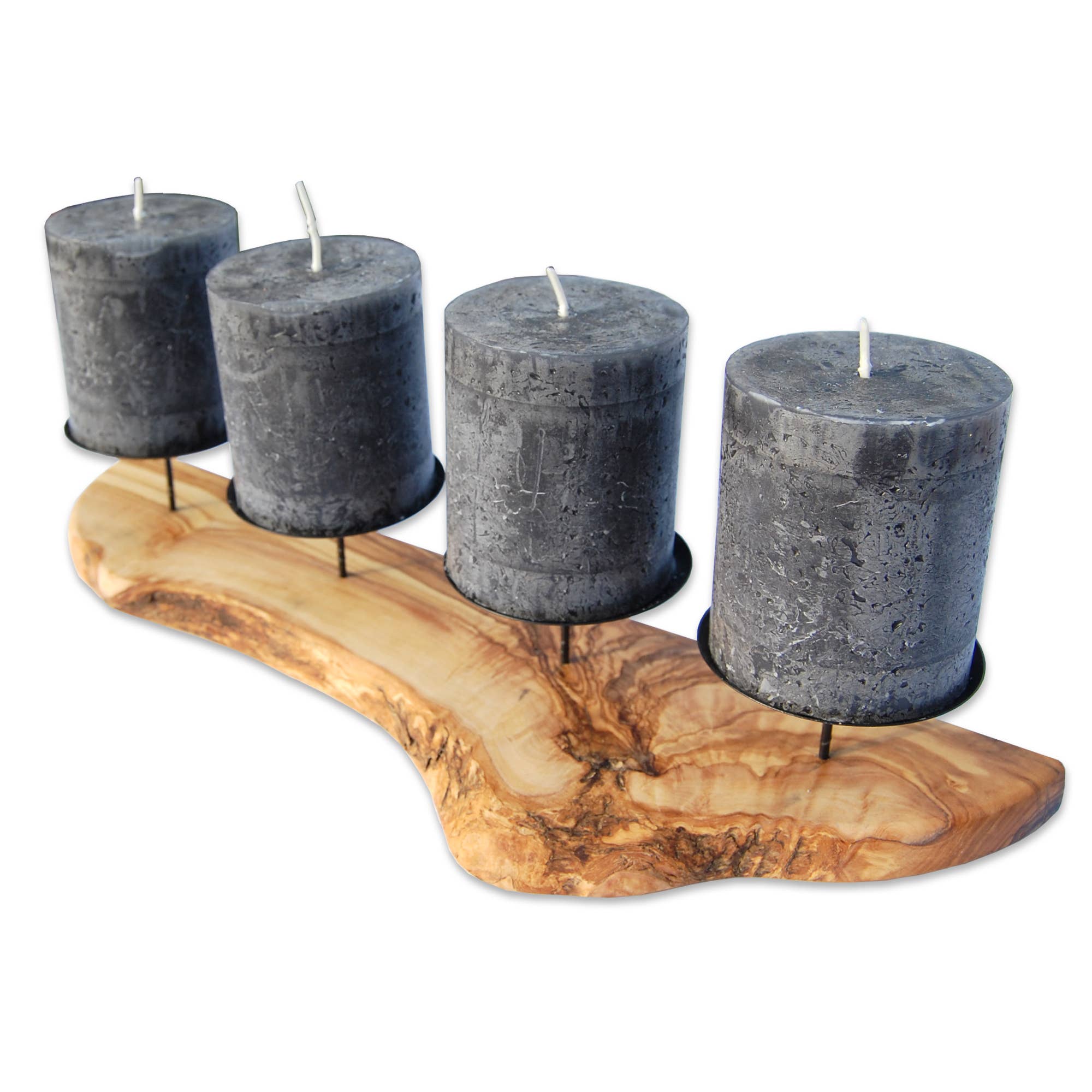 olivenholz-erleben - Wholesale Candle Holder - 4 Advent rustic candle holders made of olive wood4