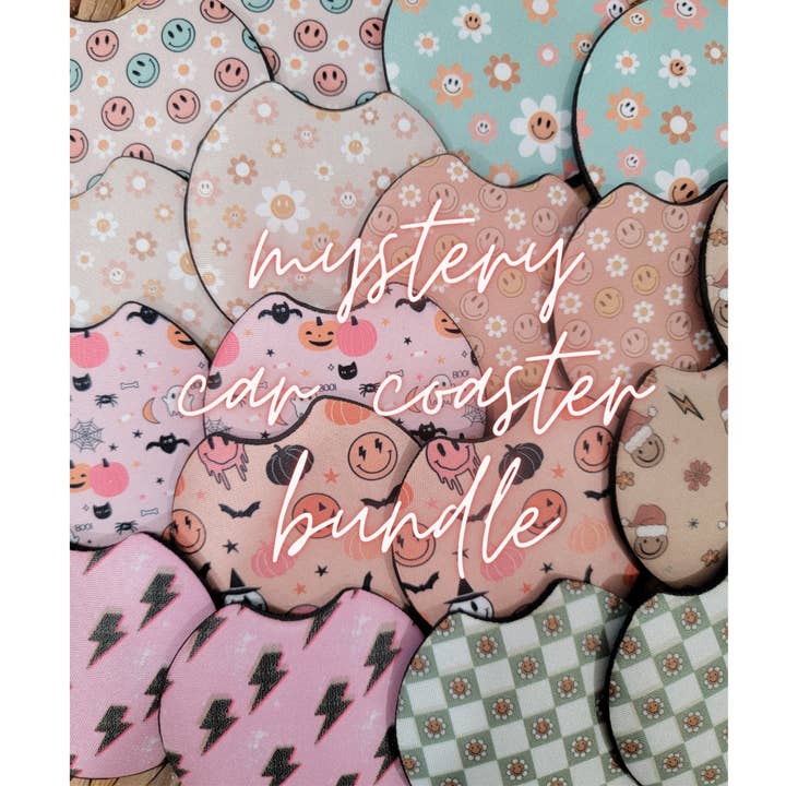 Mystery Car Coaster Bundle, Car Coasters, Car Accessory for wholesale by Dulce Flor Co,