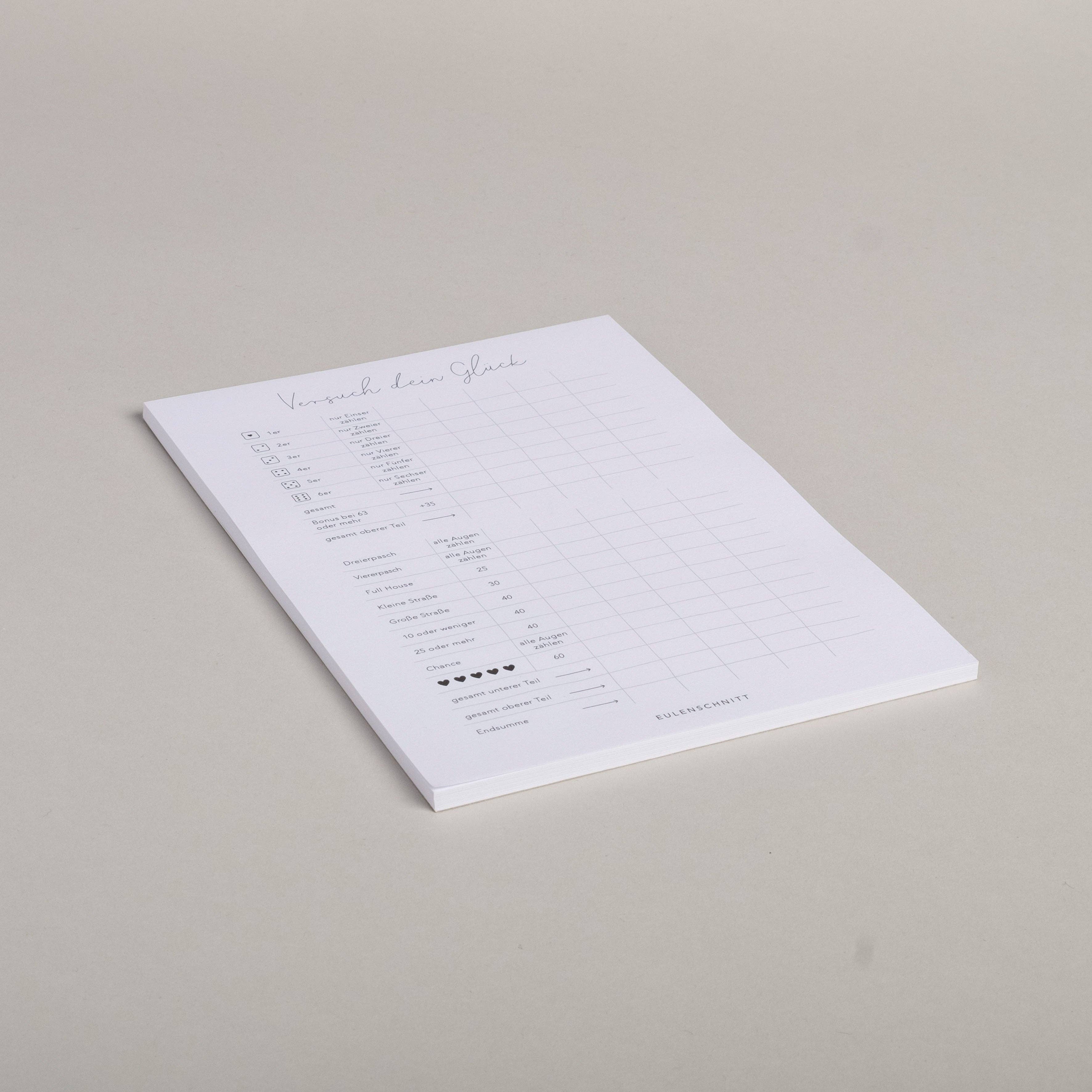 Eulenschnitt - Wholesale Notepad - Block Try Your Luck (VE = 10 pcs)2