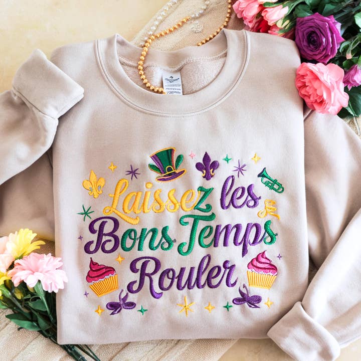 Embroidered Mardi Gras Shirt, Fat Tuesday Sweater for wholesale by ClevorFit