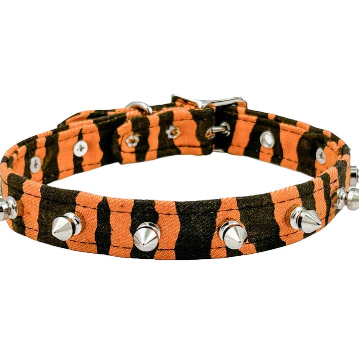 CK134Z CANVAS ESTAMPA DE ZEBRA ZEBRA SPIKE CHOKER por atacado de Funk Plus