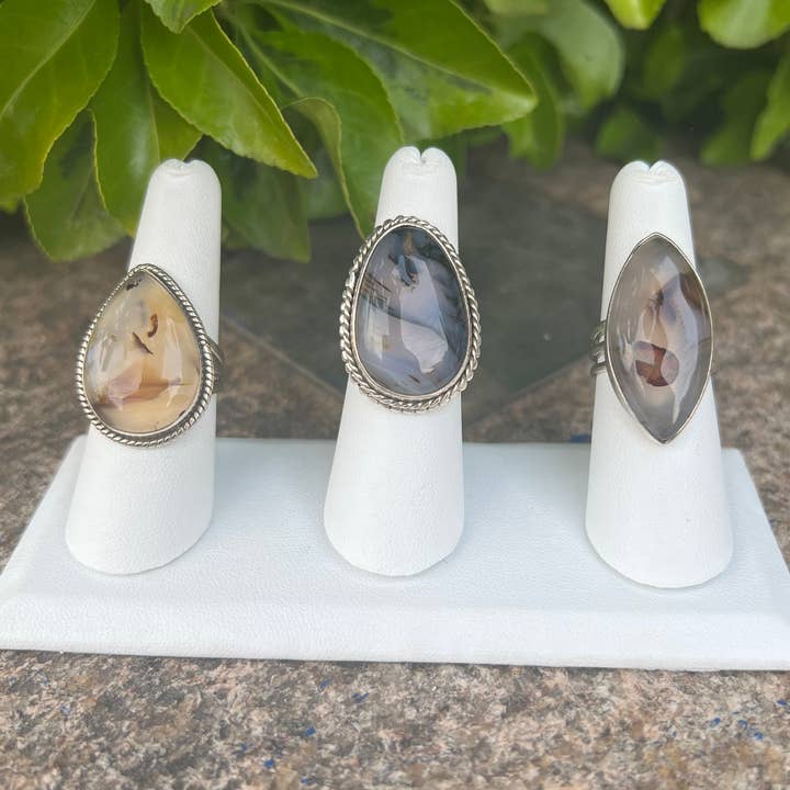 Anillo de plata de ley 925 con ágata natural de Montana para venta al por mayor de GTG Gems Corp