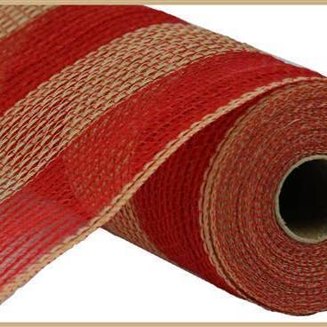 10.25 «X10Yd yute sintético/Pp raya ancha rojo/natural RY831452 para venta al por mayor de DecoExchange