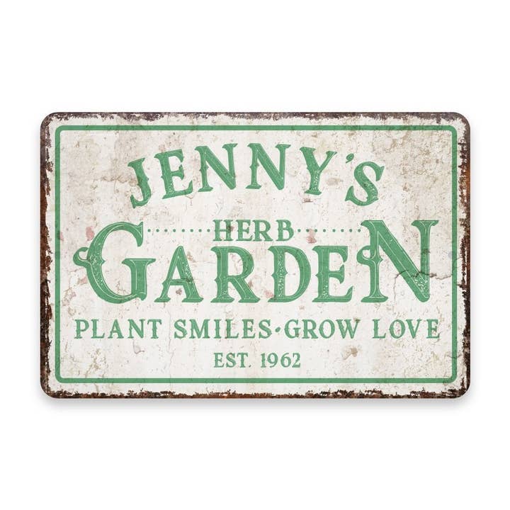 4 Wooden Shoes - Wholesale Sign - Personalized Vintage Distressed Look Herb Garden Metal Room Sign