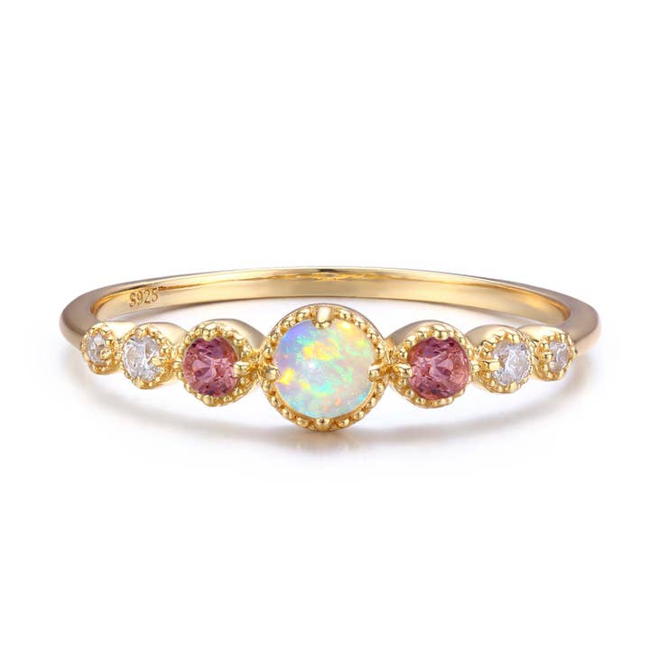 Azura Jewelry - Wholesale Band/Stacked Ring - Divinity Opal Tourmaline Ring (Yellow Gold)