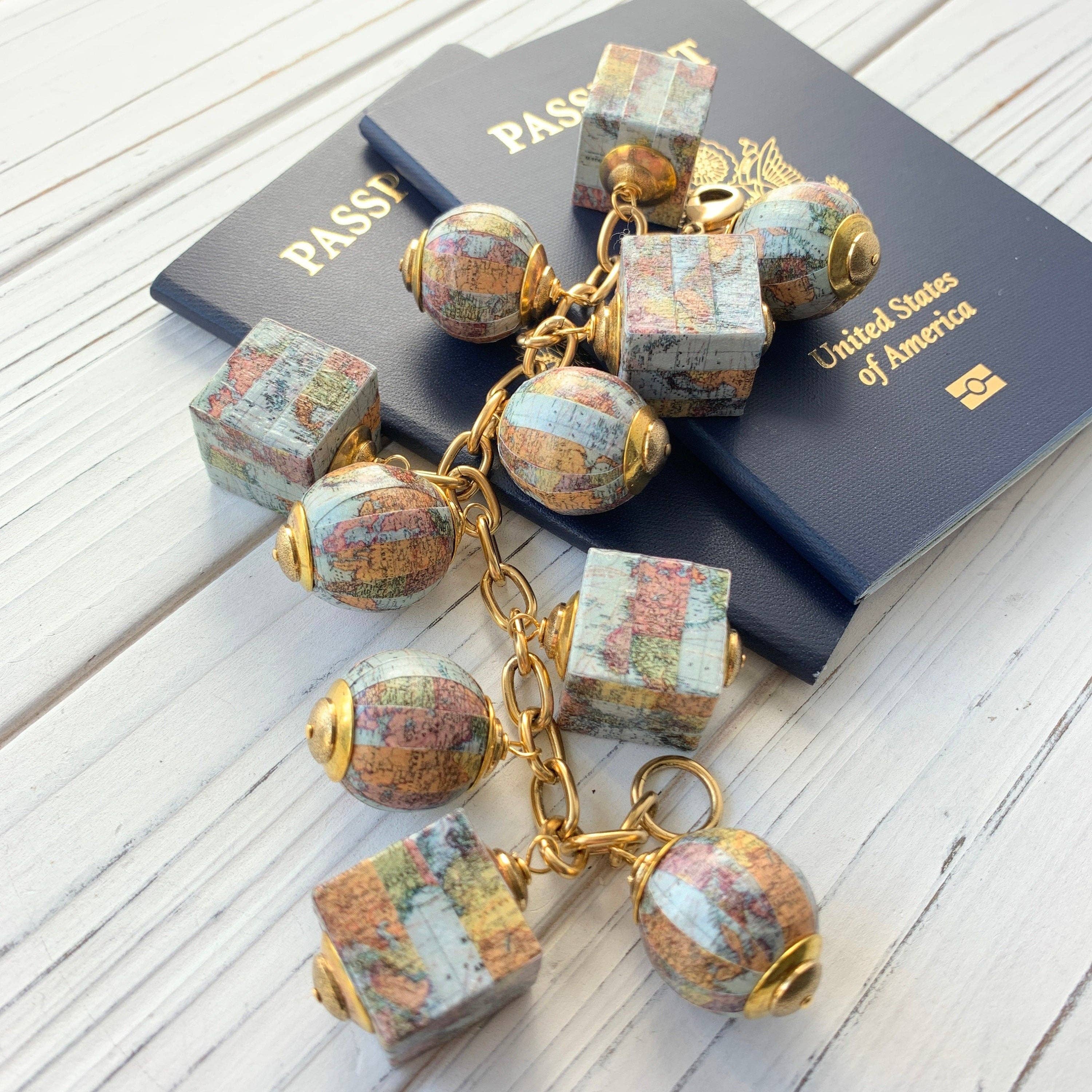 Lenora Dame - Wholesale Charm/Dangle Bracelet - Wanderlust Vintage Map Charm Bracelet1