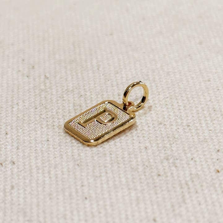 GoldFi - Wholesale Individual Charm/Pendant - Textured Initial Plate Pendant