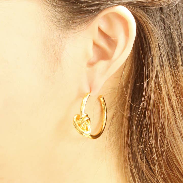 MiMi Wholesale - Wholesale Hoop Earrings - SJE311042 14K Double Knot Hoop Post Earrings1