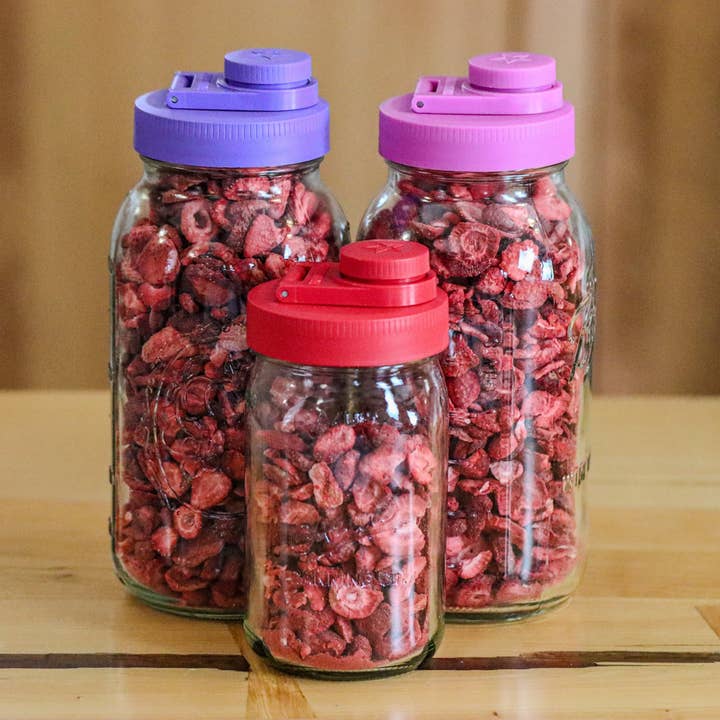 Brewing America - Wholesale Pitcher - Glass Mason Jar Pitcher with Pour Lid - Azure Standard Jar, 2 Quart (64 oz) Wide Mouth, Violet Purple 1-Pack7