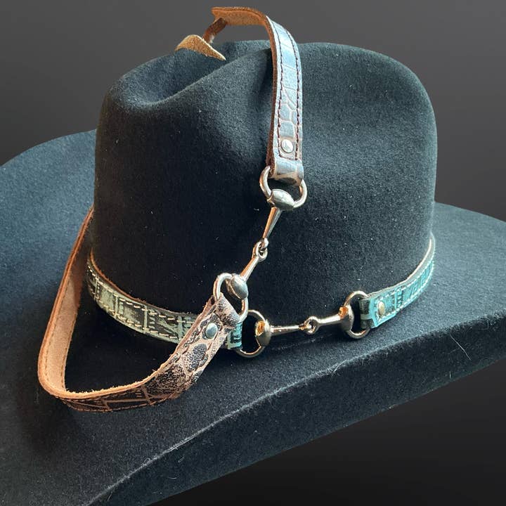 Cowboyhattebånd præget læder snaffelbid turkis for engroshandel hos Westrian International
