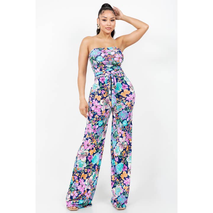 Mono de tubo con cintura anudada J7982 para venta al por mayor de Uptown Apparel