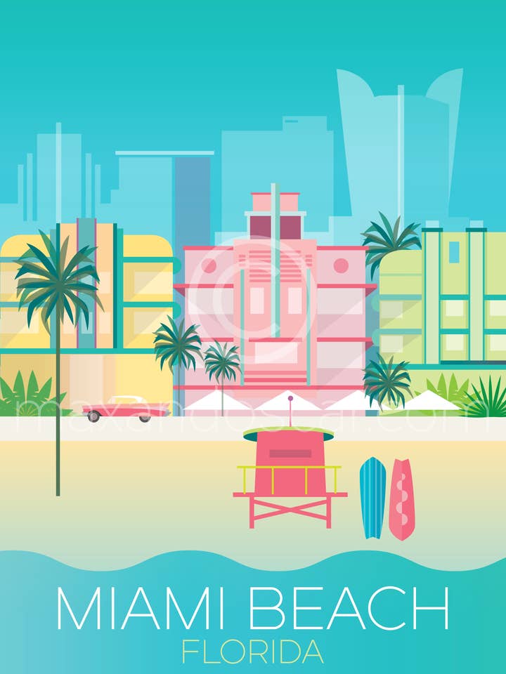 MIAMI BEACH PRINT voor wholesale door Max & Oscar