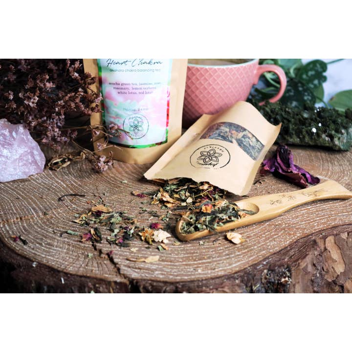 Ayamani Naturals – wholesale Loose tea – Heart Chakra Anahata Green Tea with Jasmine, Rose, and Herbs