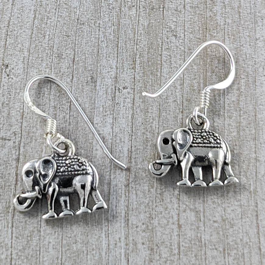 The Green Gecko - Wholesale Dangle Earrings - Small Elephant Earrings in Sterling Silver1