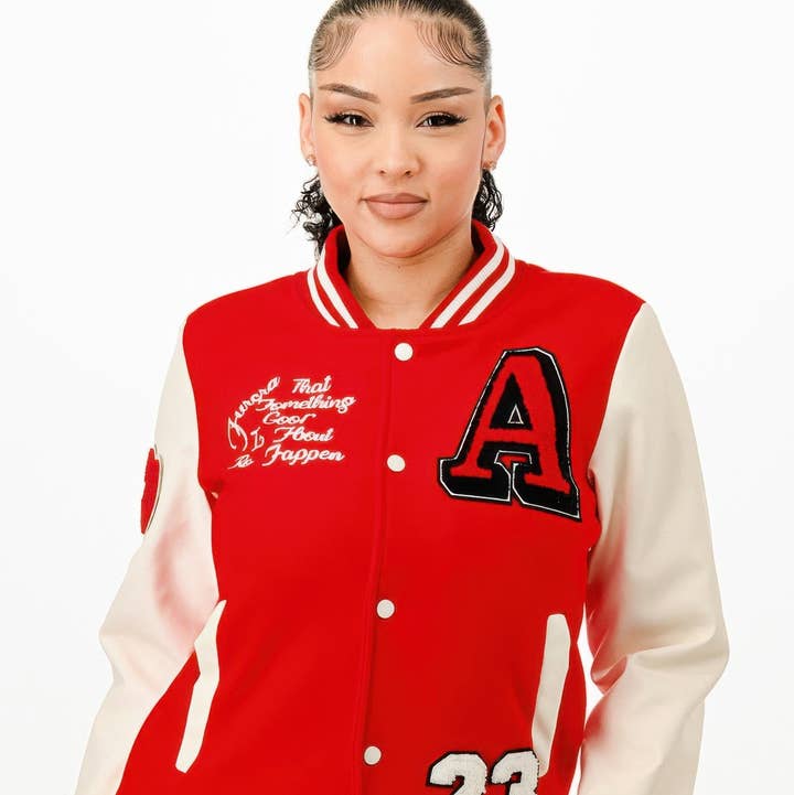Patch Varsity Bomber Jacket for wholesale by CC Wholesale Clothing