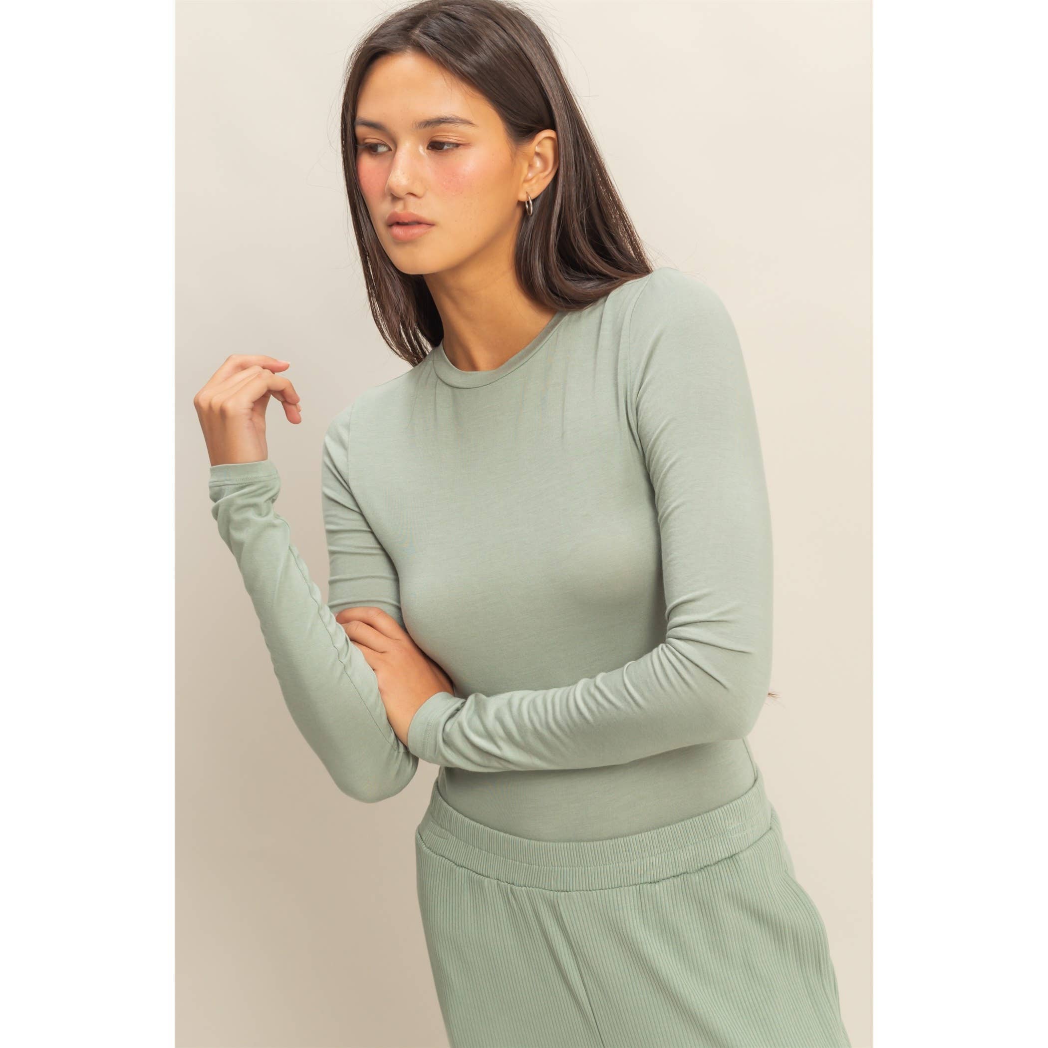 ICEBERG VERDE Top a maniche lunghe con scollo rotondo aderente in vendita all'ingrosso su Faire5