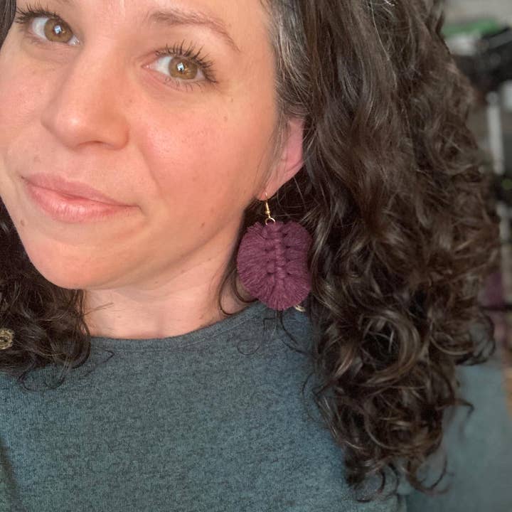 HK Macrame Jewelry - Wholesale Dangle Earrings - Macrame Feather Fringe Earrings - Cider Orange