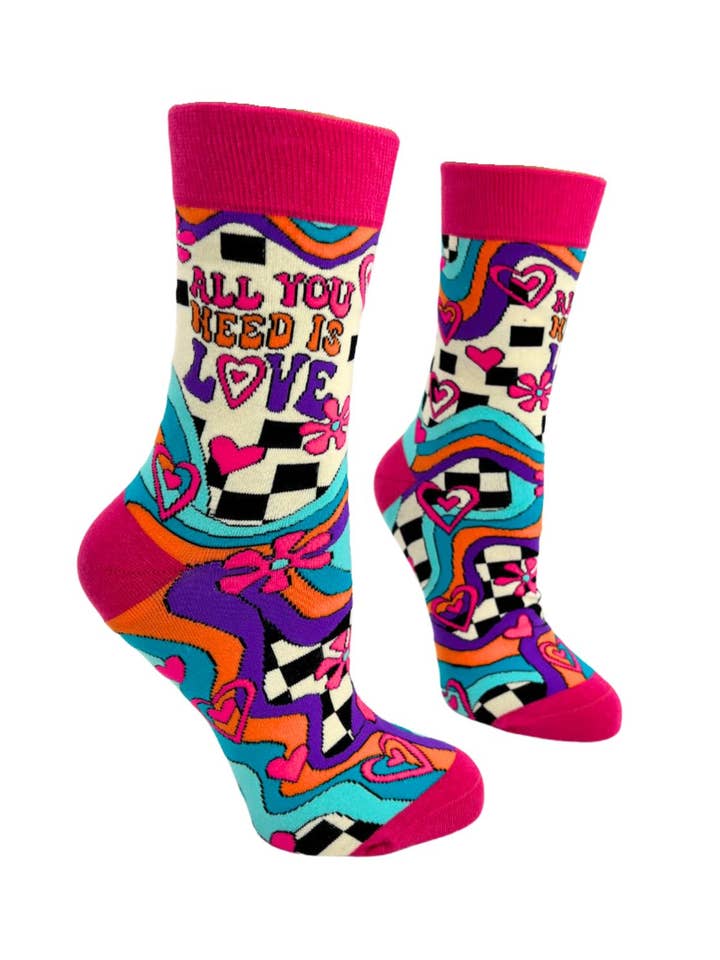 Fabdaz - Wholesale Socks - Women's - All You Need Is Love Women's Novelty Crew Socks