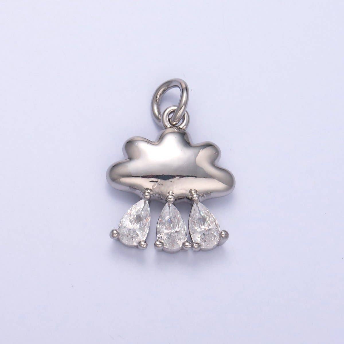 Aim Eternal - Wholesale Individual Charm/Pendant - 24K Gold Filled Triple Raindrop CZ Cloud Charm in Gold & Silver | C0571