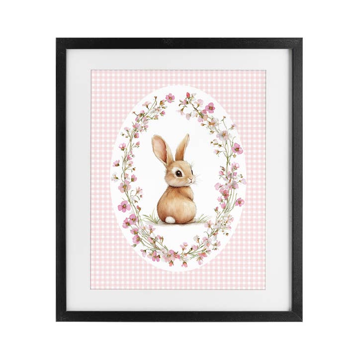 Spring Gingham Rabbit - Print Under Glass Wall Art for wholesale by Stupell Industries